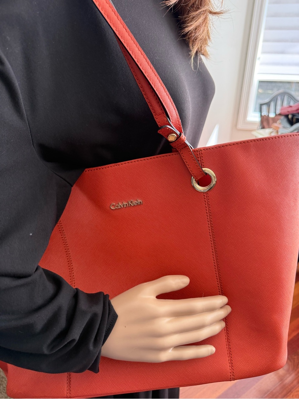 Calvin Klein Orange Tote Bag - Sleek Everyday Shoulder Bag
